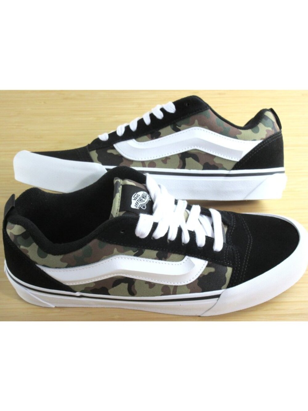 Vans Men's Knu Skool Camo Black Green Canvas Suede Skate Shoes size 9.5 NIB